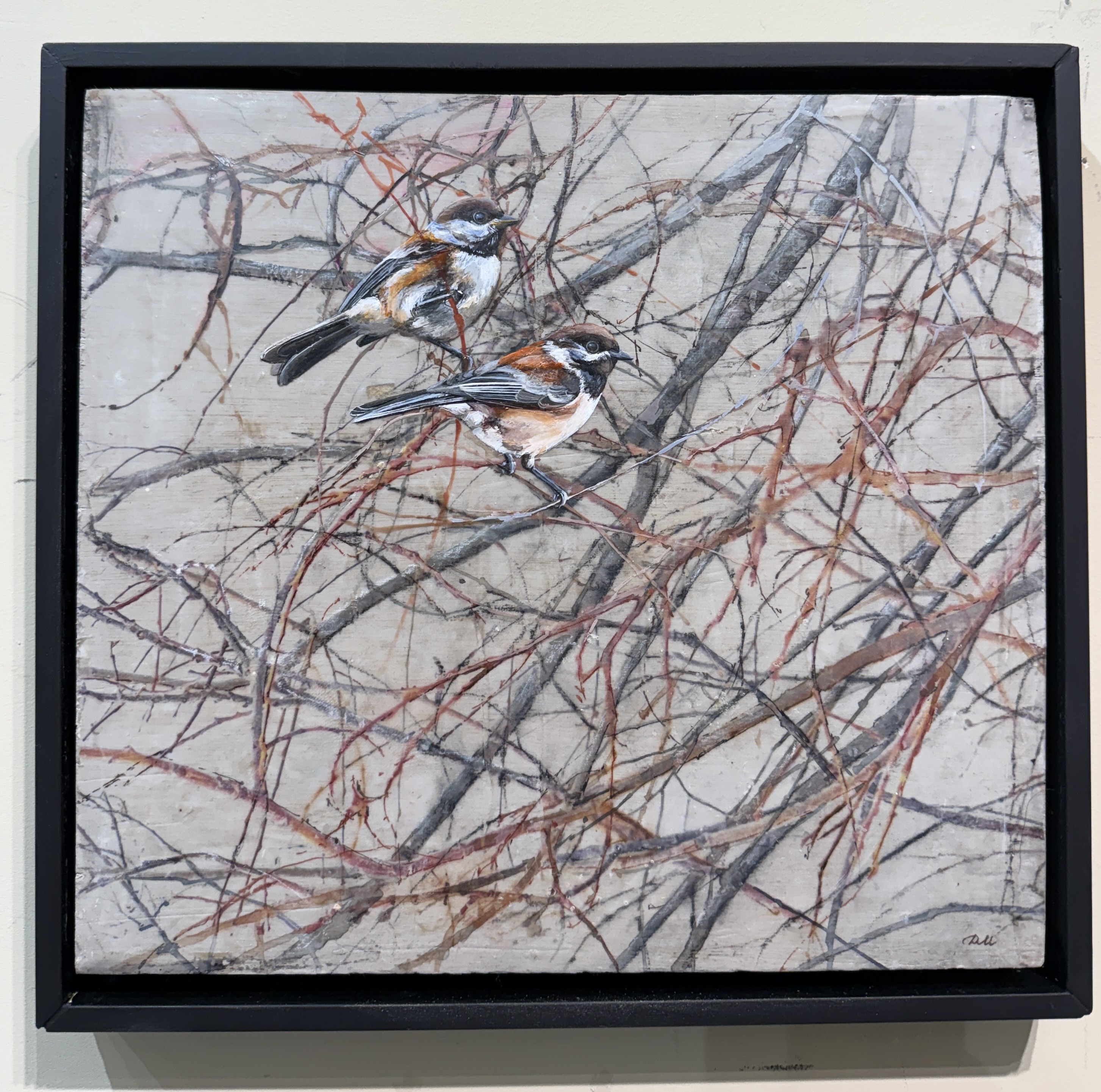 in the branches (chickadees)