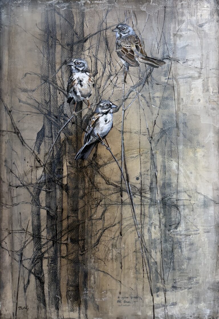 sparrows on drawing