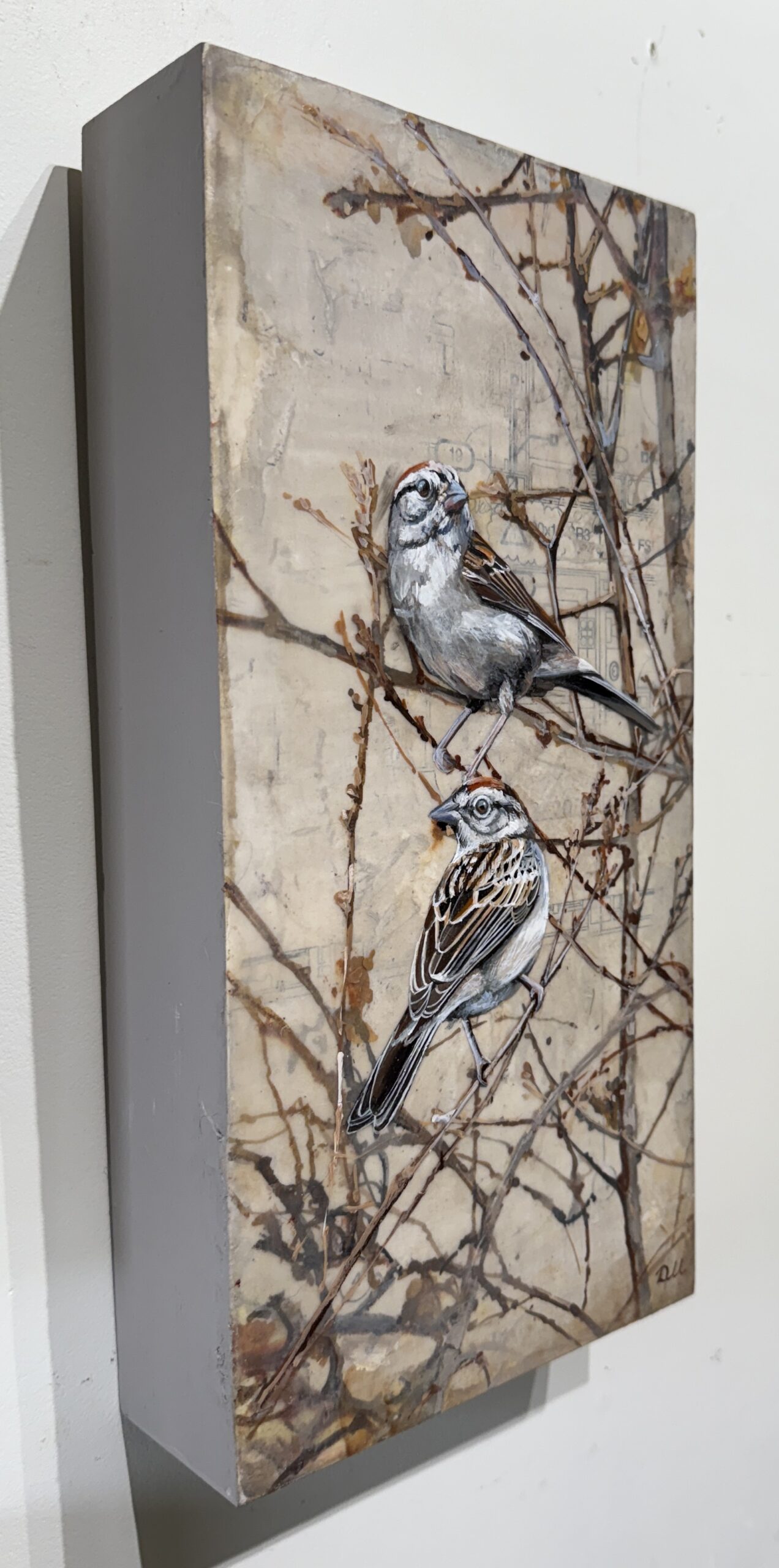 SPARROWS ON OAK BRANCHES