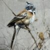 pair of sparrows on linen